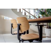 【組立設置込】内田洋行 MU（エムユー） チェア MU-150BS 肘なし 座クッション オーク×ブラック 5-342-1501 1脚（直送品）