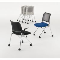 【設置込】内田洋行 Blume（ブルーメ） ミーティングチェア BLU-200WP メッキ脚 背パッド ティールグリーン 6-115-2036 1脚（直送品）