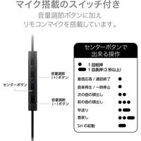エレコム マイク付きイヤホン ライトニング端子 カナル型 10.0mmドライバー 高耐久ケーブル採用 ブラック EHP-LFS12CMBK 1個