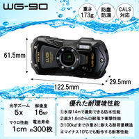 RICOH WG-90 バッテリーセット 耐衝撃・防塵防水・耐寒 PENTAX WG-90+D-LI92 ブラック 1台
