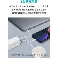 Anker USB充電器 65W 3ポート USB Type-C×2 A×1 PowerPort III 3-Port 65W Pod AC充電器 ホワイト