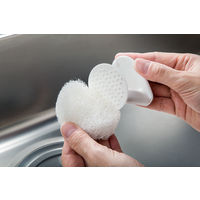 まめいた 水だけで洗える シンク用スポンジ 本体＋スポンジ 水アカ・油汚れ ハンディ たわし ホワイト 取っ手付き 日本製 1個