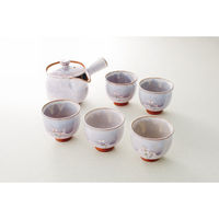 服部天龍 萩焼 松尾邑華作 梅鉢草 茶器揃 23-8377-181 1箱（直送品）