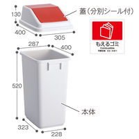 テラモト エコ分別トラッシュペールW40 蓋 赤 もえるゴミ DS2455022 1個