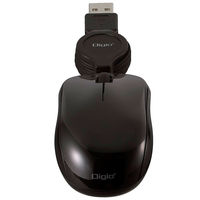 有線マウス 巻き取り式 3ボタン 小型 BlueLEDマウス ブラック MUS-UKT166BK 1個 ナカバヤシ