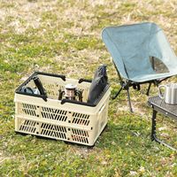 武田コーポレーション 取っ手付折りたたみコンテナL サンドベージュ 81371SBE 1箱(8個入)（直送品）