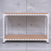 【軒先渡し】北島 アングル棚 スチールラック 2段 幅770×奥行620×高さ450mm  ホワイト 1台（直送品）