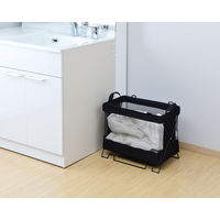 YAMAZEN 【荷物置き】スタッキングできるメッシュバスケット M 折りたたみ ブラック HTB-2M(BK) 1個