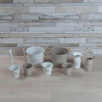 【園芸用品】ベストコ 鉢 カバー バスケット ブリキ S カップ付 ホワイト NE-744 1個