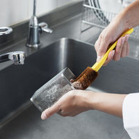 亀の子束子 柄付きたわし 亀の子ジャンプ（小）便利な柄付き タワシ イエロー 1個 亀の子束子西尾商店