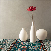 萩原 ウール100%の手づくりラグマット ポタリー ネイビー 270096410 1枚セット