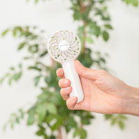 充電式ミニハンディファン スタンド&ネックストラップ付 OW MO-F021-OW 1台