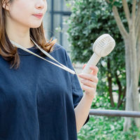 ライフオンプロダクツ 静音ミニハンディファン ネックストラップ&スタンド付 OW PBAF001-OW 1台
