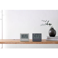 RHYTHM（リズム） フイットウェーブD236 グレー 置時計 [電波 温度 カレンダー] 幅100×高さ91mm 1個