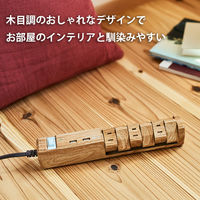 延長コード 電源タップ 12個口 1.8m 2P式 回転 USBポート付 ファーゴ ベージュウッド PT60112BEWD 1個