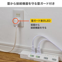 延長コード 電源タップ 1m 2P式 4個口 耐雷サージ 個別スイッチ付き 埃シャッター 白 WLK-41S（W） ELPA 1個