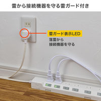 延長コード 電源タップ 1m 2P式 6個口 耐雷サージ 個別スイッチ付き 埃シャッター 白 WLK-61S（W） ELPA 1個