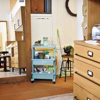 JEJアステージ リセスタイル テーブルワゴン3段 ブルー 幅450×奥行300×高さ715mm 1台