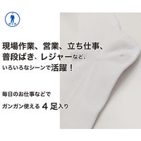 ジェイワークスプランニング 吸汗速乾リブソックス 先丸 白 TS-015 1パック(4足入)（直送品）