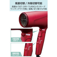 ヘアドライヤー ハイパワー 大風量 大風圧 風量3段階/風温2段階 レッド TD570A-R テスコム 1個
