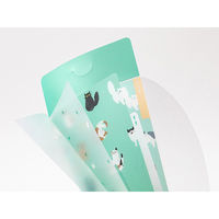 デザインフィル 3ポケットクリアホルダー A5スリム フラップ付き ネコ柄 35459006 1セット(1個×5)