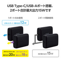 モバイルバッテリー 大容量 軽量 USB-C/A 最大 20W 10000mAh EC-C13LBK エレコム 1個