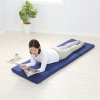 西川 ごろ寝マット 長座布団 三つ折り 高反発ウレタン コンパクト収納 休憩 レジャー 防災対策にも ネイビー 1枚