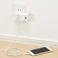 延長コード USB付 電源タップ AC×2個口 USB-A×2ポート  雷ガード付  ホワイト H1FSK4002UWH YAZAWA 1個