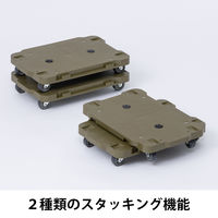 現場のチカラ ミニ連結平台車 エラストマーキャスター仕様 カーキ 耐荷重100kg （約）幅28.5×奥行42×高さ8cm オリジナル