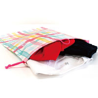 コッカ 巾着 大 チェック柄（ピンク） CS-1294 1A 1個