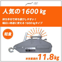 ベスト・アンサー ハンドウインチ 1600kg ブラック 20m ワイヤー BA061-02-bk 1台（直送品）