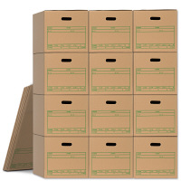 プラス 文書保存箱 ワンタッチストッカー D型フタ式 A4／B4用 書類収納 ダンボール 100枚 40072