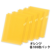 プラス 高透明カラークリアホルダー A4 オレンジ 1箱(600枚) ファイル 80167
