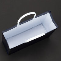 手提げ紙袋（マットフィルム貼り・ハッピータックタイプ）　平紐　紺　S　1セット（30枚：5枚入×6袋）　スーパーバッグ  オリジナル