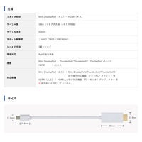 Vodaview　変換ケーブル　mini Displayport[オス]→HDMI[オス]　1.8m/ホワイト/TB対応　VV-MDPHDA-HD018-W2