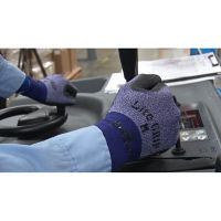 【天然ゴム背抜き手袋】 「現場のチカラ」 簡易包装ライトグリップ パープル M 1袋（5双入）  オリジナル