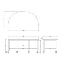 【アウトレット】アール・エフ・ヤマカワ キャスターテーブル 半円形 ホワイト 幅1600×奥行800×高さ700mm 1台