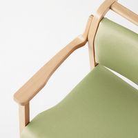 オカムラ 介護木製チェア ローバック把手付ナチュラル色 張地グリーン LZ61AA PC88（直送品）