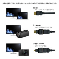Vodaview　miniHDMI/microHDMI変換コネクタ付きHDMIケーブル　2m　VV-HDACD-AD-HDMI020AA-B　1セット