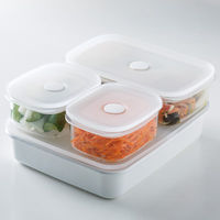 【まとめ買いセット】無印良品 フタをしたまま電子レンジで使える バルブ付き密閉保存容器 小 約幅9.5×奥行12.5×高さ5.5cm 8個 良品計画