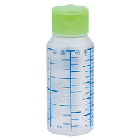 金鵄製作所 NK投薬瓶（60mL）ワンタッチキャップ（ライトグリーン） 本体色:透明 青色目盛り 未滅菌 1袋（100本入）