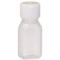 金鵄製作所 小判投薬瓶（30mL）ワンタッチキャップ（ホワイト） 本体色:透明 凸凹目盛り 刻印目盛り 未滅菌 1袋（100本入）