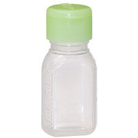 金鵄製作所 小判投薬瓶（30mL）ワンタッチキャップ（ライトグリーン） 本体色:透明 凸凹目盛り 刻印目盛り 未滅菌 1袋（100本入）