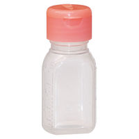 金鵄製作所 小判投薬瓶（30mL）ワンタッチキャップ（ピンク） 本体色:透明 凸凹目盛り 刻印目盛り 未滅菌 1袋（100本入）