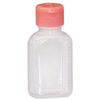 金鵄製作所 小判投薬瓶（60mL）ワンタッチキャップ（ピンク） 本体色:透明 凸凹目盛り 刻印目盛り 未滅菌 1袋（100本入）