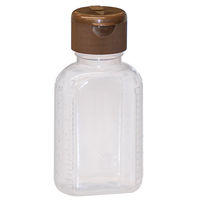 金鵄製作所 小判投薬瓶（60mL）ワンタッチキャップ（ブラウン） 本体色:透明 凸凹目盛り 刻印目盛り 未滅菌 1袋（100本入）
