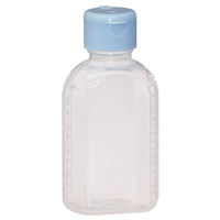 金鵄製作所 小判投薬瓶（100mL）ワンタッチキャップ（スカイブルー） 本体色:透明 凸凹目盛り 刻印目盛り 未滅菌 1袋（100本入）