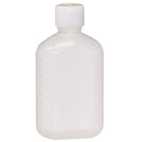 金鵄製作所 小判投薬瓶（200mL）ワンタッチキャップ（ホワイト） 本体色:透明 凸凹目盛り 刻印目盛り 未滅菌 1袋（100本入）