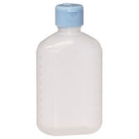 金鵄製作所 小判投薬瓶（200mL）ワンタッチキャップ（スカイブルー） 本体色:透明 凸凹目盛り 刻印目盛り 未滅菌 1袋（100本入）