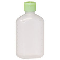 金鵄製作所 小判投薬瓶（200mL）ワンタッチキャップ（ライトグリーン） 本体色:透明 凸凹目盛り 刻印目盛り 未滅菌 1袋（100本入）
